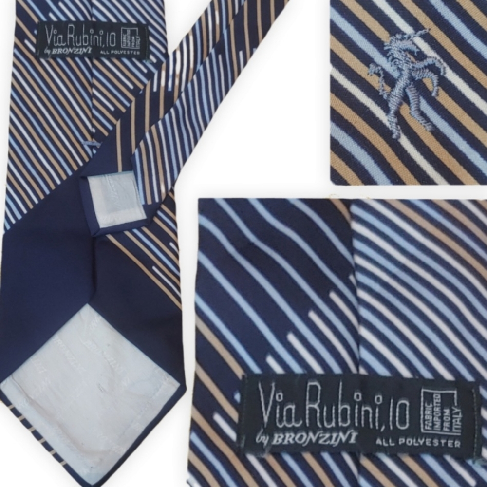 Via Rubini 80's Vintage Block Strip Tie - Picture 3 of 5